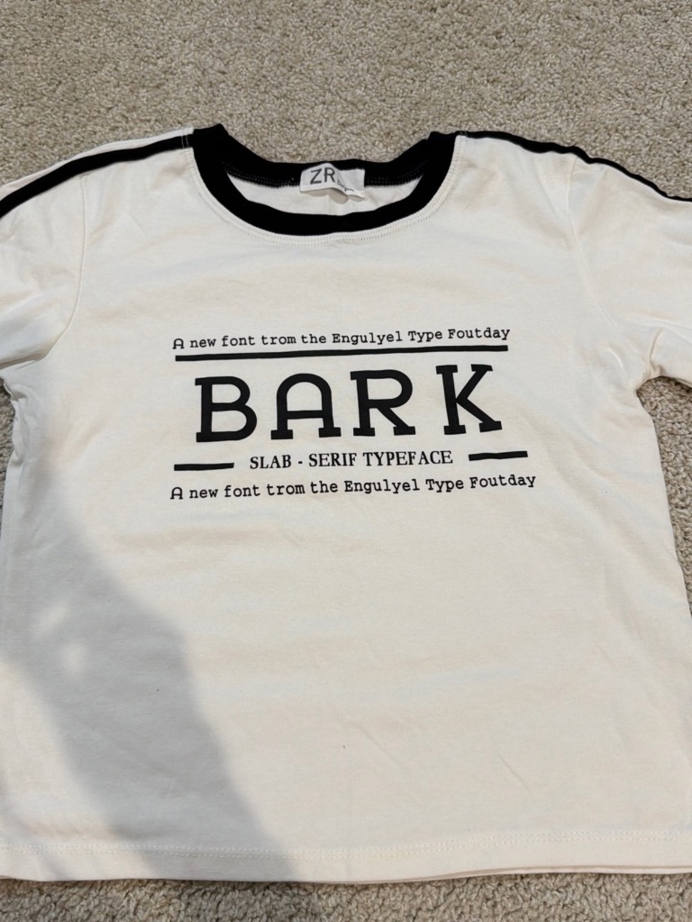 SHEIN White Short-Sleeve 'BARK' Graphic Tee with Black Trim
